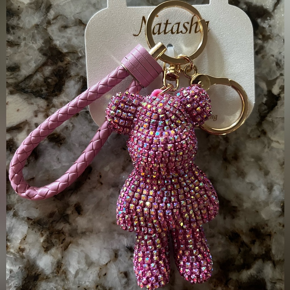 NATASHA 3D Sparkly Teddy Bear Bag Charm